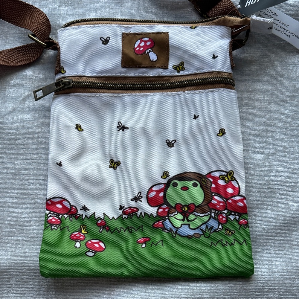 Hot Topic Frog Mushroom Crossbody Bag Green Red Cottagecore NWT